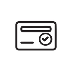  A black and white line icon of a checkmark on a document.