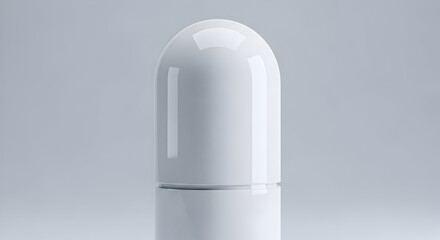 Minimalist Close-up of a Sleek, White Cylindrical Product with a Rounded Top, Reflecting Light on a Soft, Graded Background

