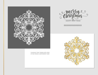 Christmas Card - Winter invitation - Paper Cut Style - Vector - New year card - Merry Christmas