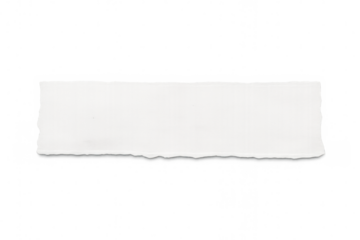 White torn paper rectangle hovering against transparent backdrop, adding realistic texture and design element