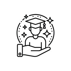 Graduation cap icon symbolizing education and achievement