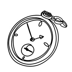 Pocket watch one line art drawing 
