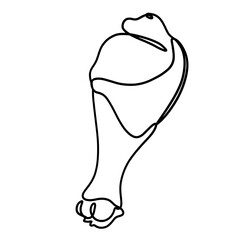 Chicken leg with bone single continuous line art drawing 