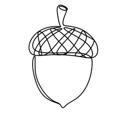 Acorn continuous one line art drawing 