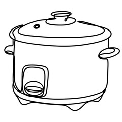 Rice cooker continuous one line drawing 