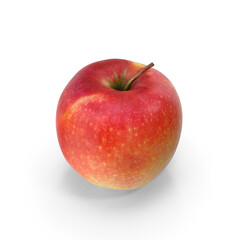 Red Apple with Stem Isolated on Transparent Background