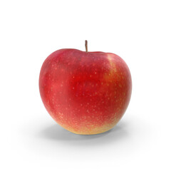 Red Apple with Stem Isolated on Transparent Background