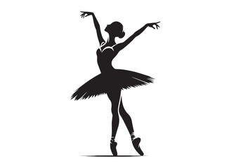 ballerina dancer logo silhouette vector design, ballet silhouette ballerina logo icon silhouette, ballerina female performance ballet pose logo silhouette logo vector silhouette on white background    © Adobe design