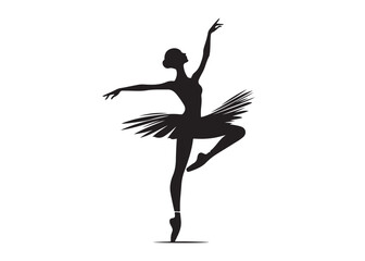 ballerina dancer logo silhouette vector design, ballet silhouette ballerina logo icon silhouette, ballerina female performance ballet pose logo silhouette logo vector silhouette on white background    © Adobe design