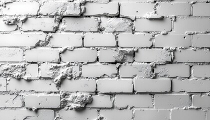 Old white painted brick wall with visible cracks, light shadows, uneven cement, seamless texture, grungy aesthetic, high detail, flat front-facing view, slightly weathered surface, photorealistic text
