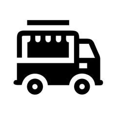 Food Truck Line Icons Set – Street Food, Mobile Kitchen, Fast Food, Catering, Outdoor Dining Symbols