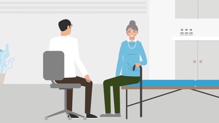Doctor consulting elderly male patient during medical checkup at clinic - Powered by Adobe