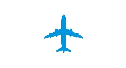 Blue silhouette of airplane viewed overhead.