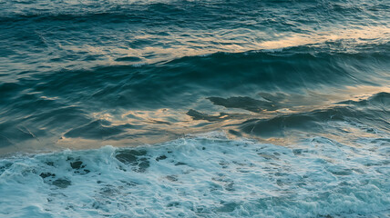 Ocean waves crashing on the shore. Powerful sea.
