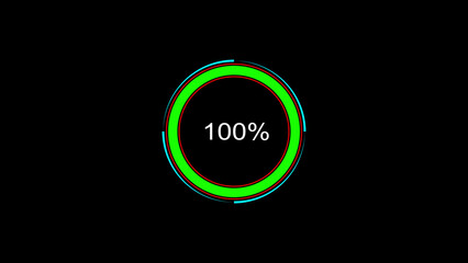 Circle loading bar icon illustration. 100% loading bar. Circular progress bar illustration. black background and creating a stunning 4k illustration.	
