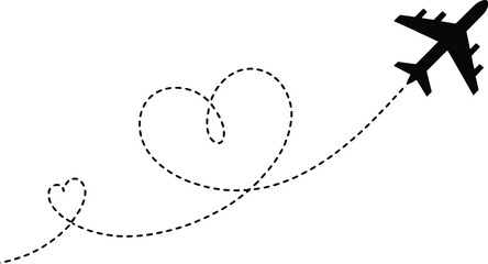 Travel Icon Airplane Flight Path Journey Vacation Graphic