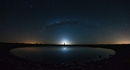 Night sky over a pond