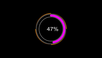 Circle loading bar icon illustration. 47% loading bar. Circular progress bar illustration. black background and creating a stunning 4k illustration.	
