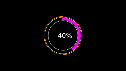 Circle loading bar icon illustration. 40% loading bar. Circular progress bar illustration. black background and creating a stunning 4k illustration.	
