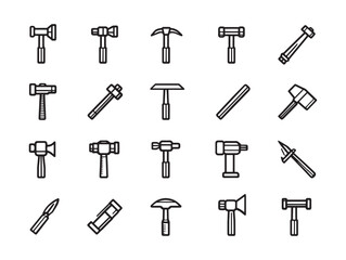 Obraz premium Hammer Line Art Vector Illustration Symbol Modern Art