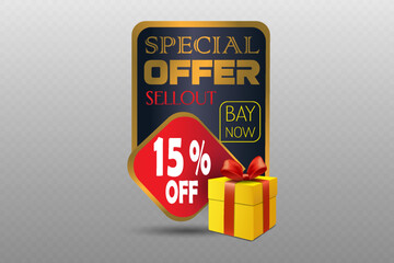 Luxury banner with special offer and gift box.