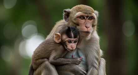 Fototapeta premium Monkey Mother and Baby