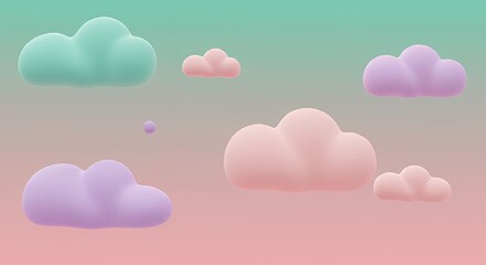 Pastel Cloud Illustration Soft Pink Purple Green Dreamy Sky Artistic Style