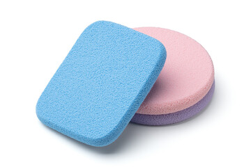 Bright makeup sponges. Makeup products. Makeup application tools.