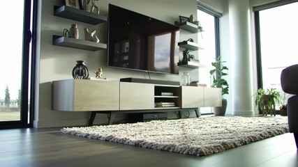 Modern Living Room Interior with Entertainment Center