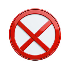 Fototapeta premium Red prohibition sign, restriction symbol, warning icon on transparent background