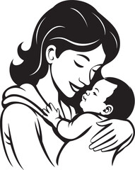 Sweet Embrace Vector Mother Logo Black Icon Mother Holding Infant