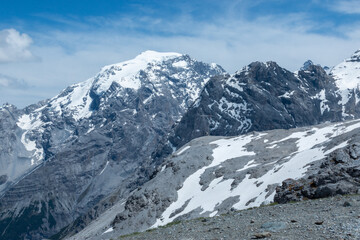 Fototapeta premium Stelvio Pass, a legendary Alpine pass, one of the highest in the Alps, closed during the winter months.