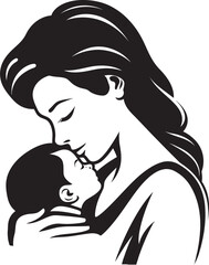 Elegant Silhouette Mother and Child Nurturing Arms Mother’s Hug