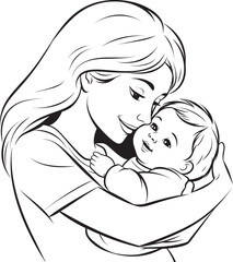 Stylized Mother and Child Embrace Iconic Mother’s Love and Baby