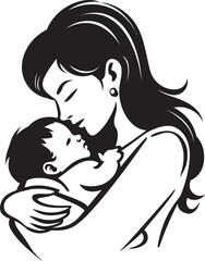 Black Mother Hugging Baby Logo Stylized Mother and Child Embrace