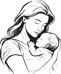 Nurturing Arms Mother’s Hug Modern Mother and Baby Vector