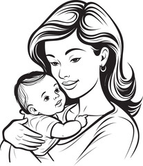 A Mother’s Touch Black Vector Tender Cradle Mother and Child