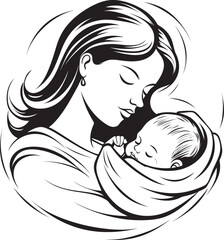 Vector Mother with Loving Embrace Graceful Arms Mother’s Love