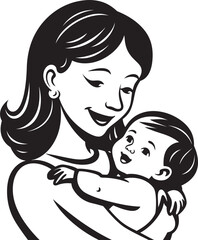 Comforting Arms Mother Holding Baby Nurturing Hug Black Mother Logo