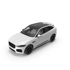 Premium Midsize SUV White Simplified isolated on transparent background