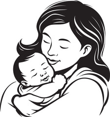 Graceful Hug Mother’s Silhouette Soft Hold Mother and Child