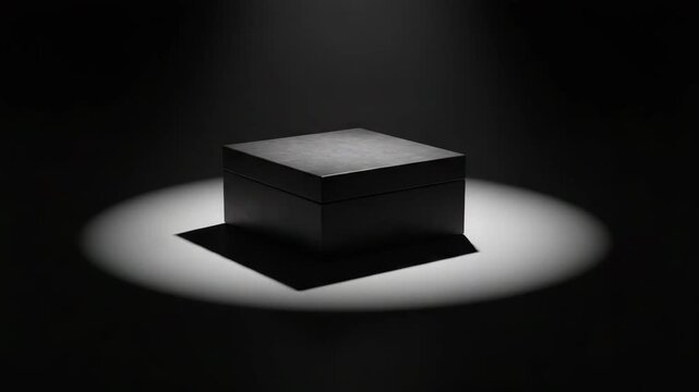 Black box illuminated on dark background with soft light  