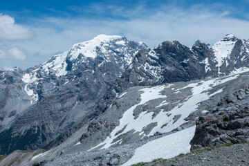 Fototapeta premium Stelvio Pass, a legendary Alpine pass, one of the highest in the Alps, closed during the winter months.