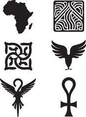 Obraz premium African symbols, tribal designs, and ancient Egyptian ankh