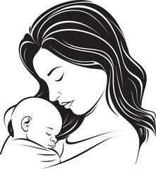 Warm Embrace Mother and Baby Mother’s Love in a Vector Silhouette