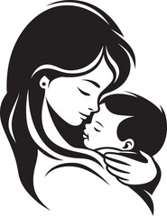 Mother’s Hug Black Vector Design Elegant Black Mother Holding Baby