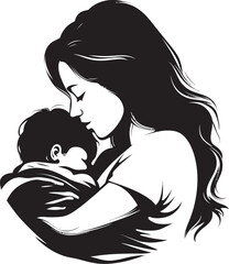 Heartwarming Mother’s Hold Black Vector Mother and Child Icon