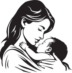 Tender Mother Holding Her Baby Mother’s Care in a Modern Vector