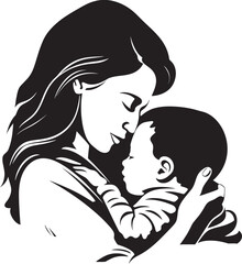 Heartfelt Mother Holding Baby Design Graceful Mother and Child Black Icon