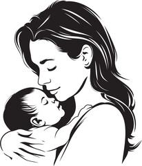 Stylish Hug Mother Holding Baby Icon Heartwarming Mother and Newborn Design